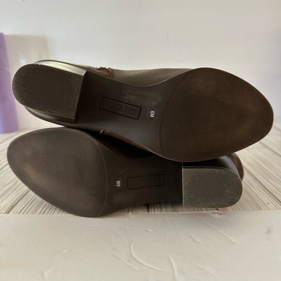 Alfani Womens 6M Adisonn Ankle Boots Booties Brown Leather Side Zip Buckle - Picture 11 of 11